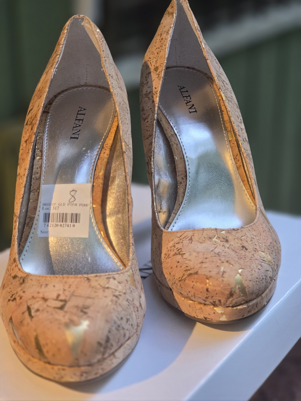Macy's Alfani Cork Heels Sz 8